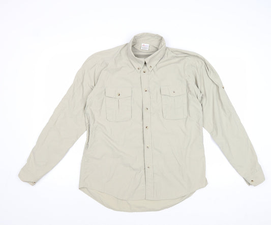 Crane Sports Womens Beige Polyamide Basic Button-Up Size S Collared
