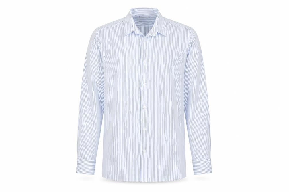 Denby Dale Mens Blue Striped Polyester Button-Up Size 14 Collared Button