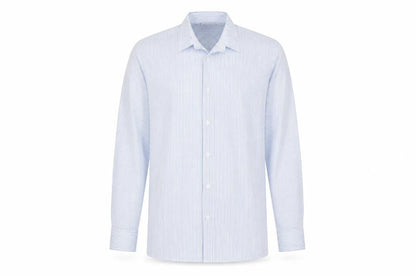 Denby Dale Mens Blue Striped Polyester Button-Up Size 14 Collared Button