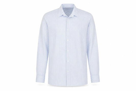 Denby Dale Mens Blue Striped Polyester Button-Up Size 14 Collared Button