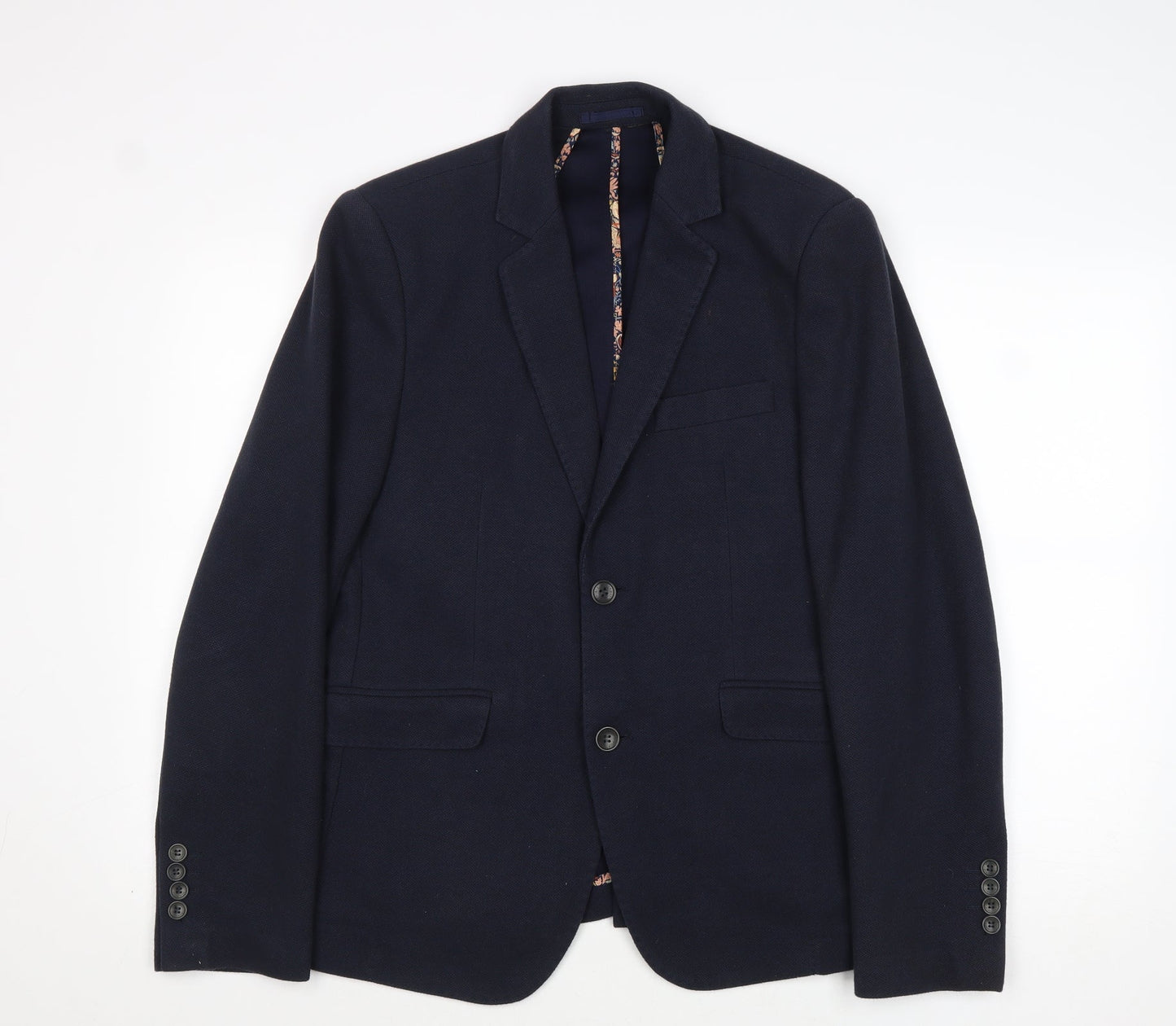 Without Prejudice Mens Blue Polyester Jacket Suit Jacket Size 40 Regular