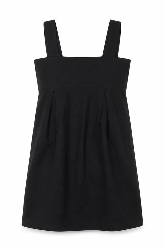 H&M Womens Black Wool Pinafore/Dungaree Dress Size 10 Square Neck Zip