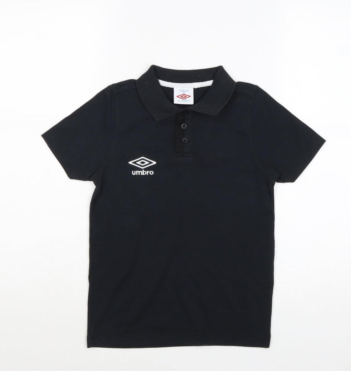 Umbro Boys Black Cotton Pullover Polo Size 9 Years Collared Button