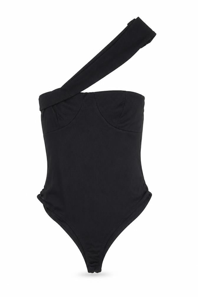 PRETTYLITTLETHING Womens Black Polyester Bodysuit One-Piece Size 10 Pullover