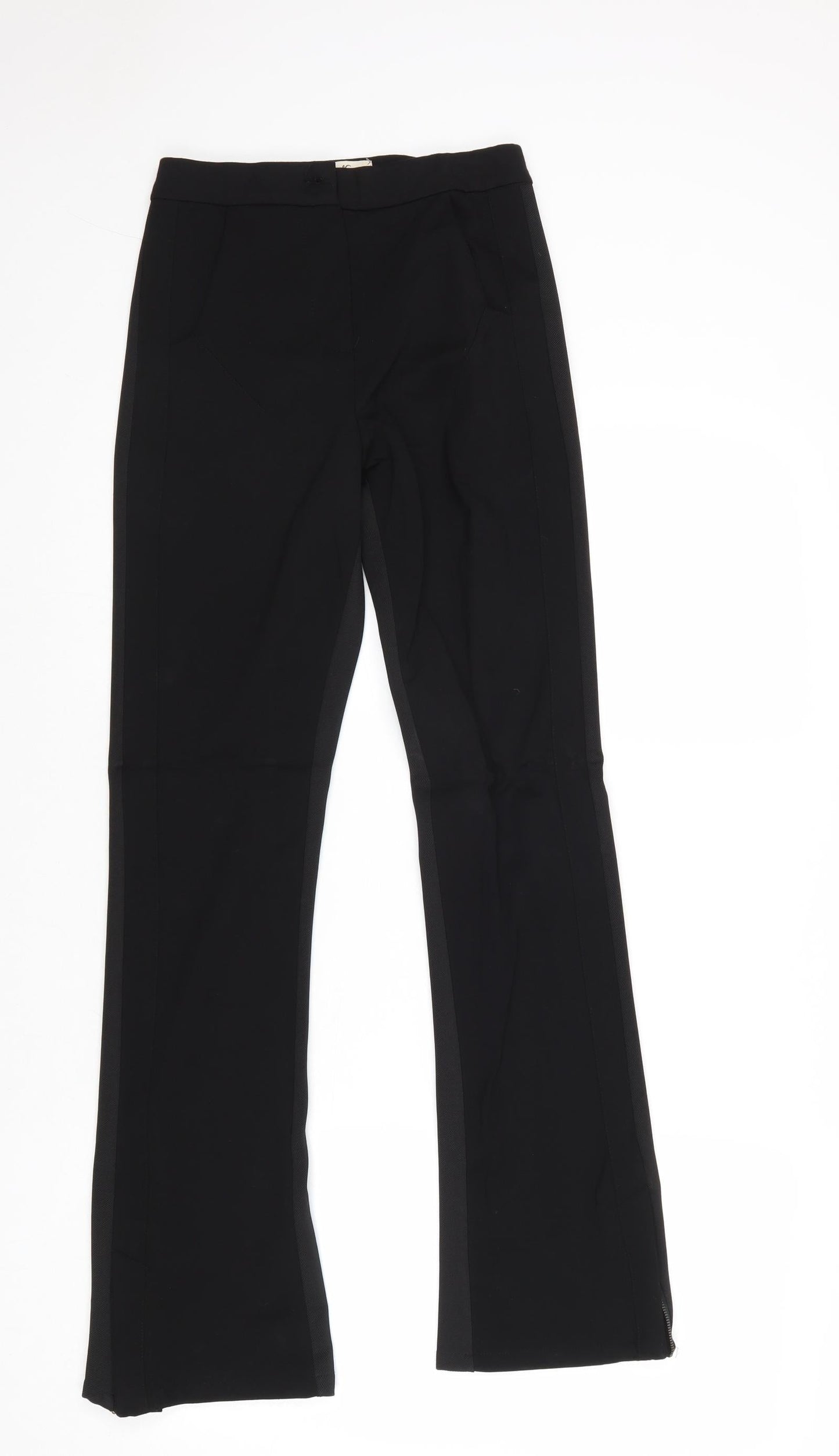 Daniel Cassin Womens Black Viscose Trousers Size 2XS Regular Zip