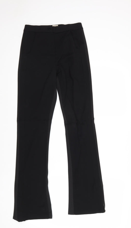 Daniel Cassin Womens Black Viscose Trousers Size 2XS Regular Zip