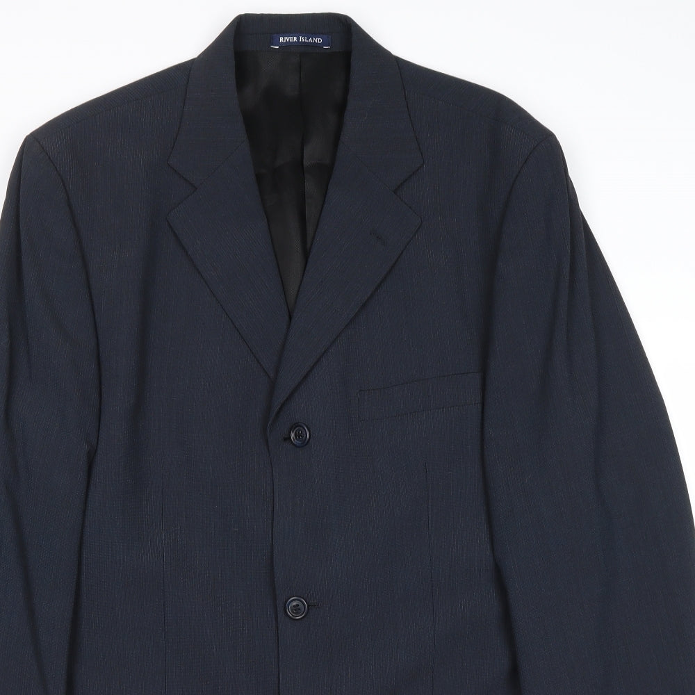 River Island Mens Blue Polyester Jacket Suit Jacket Size 40 Regular