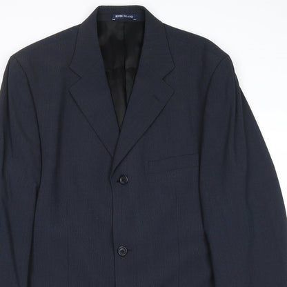 River Island Mens Blue Polyester Jacket Suit Jacket Size 40 Regular