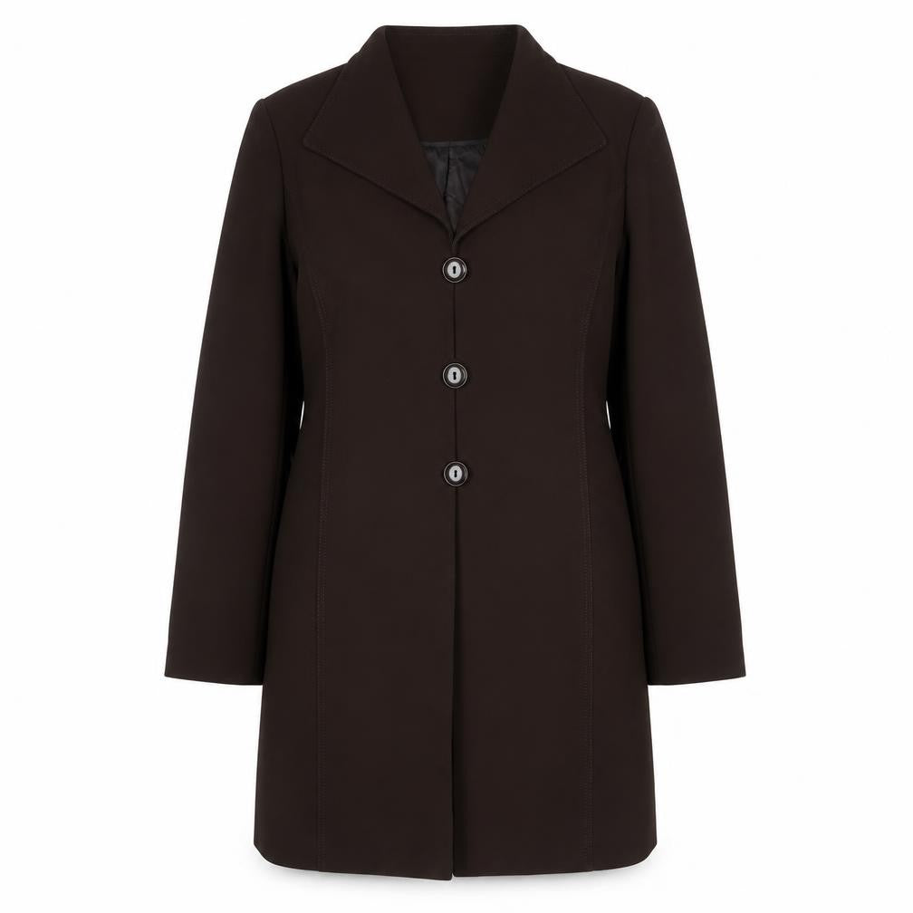 ELVI Womens Brown Overcoat Coat Size 16 Button