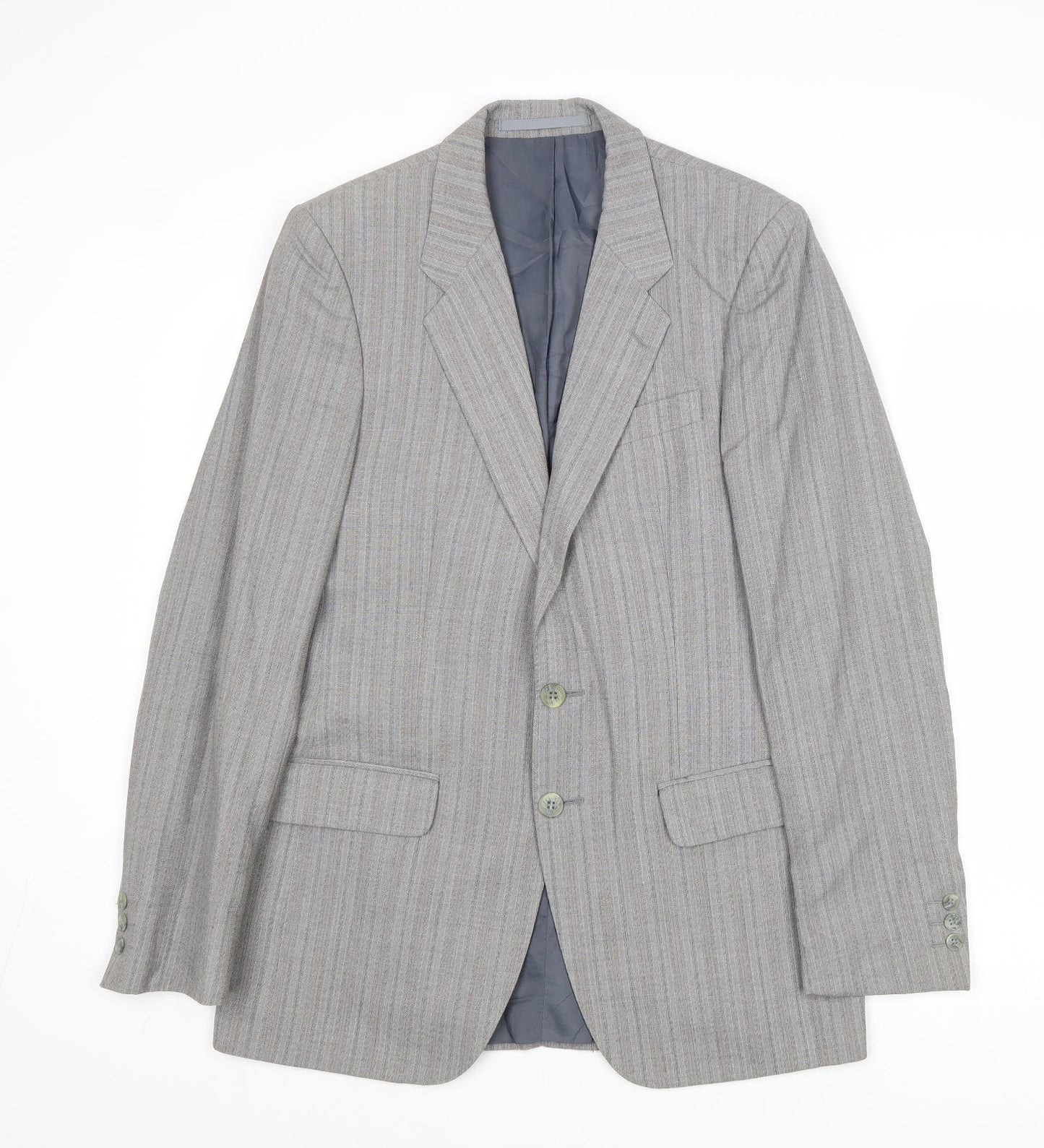Gurtex Mens Grey Striped Polyester Jacket Suit Jacket Size 38 Regular