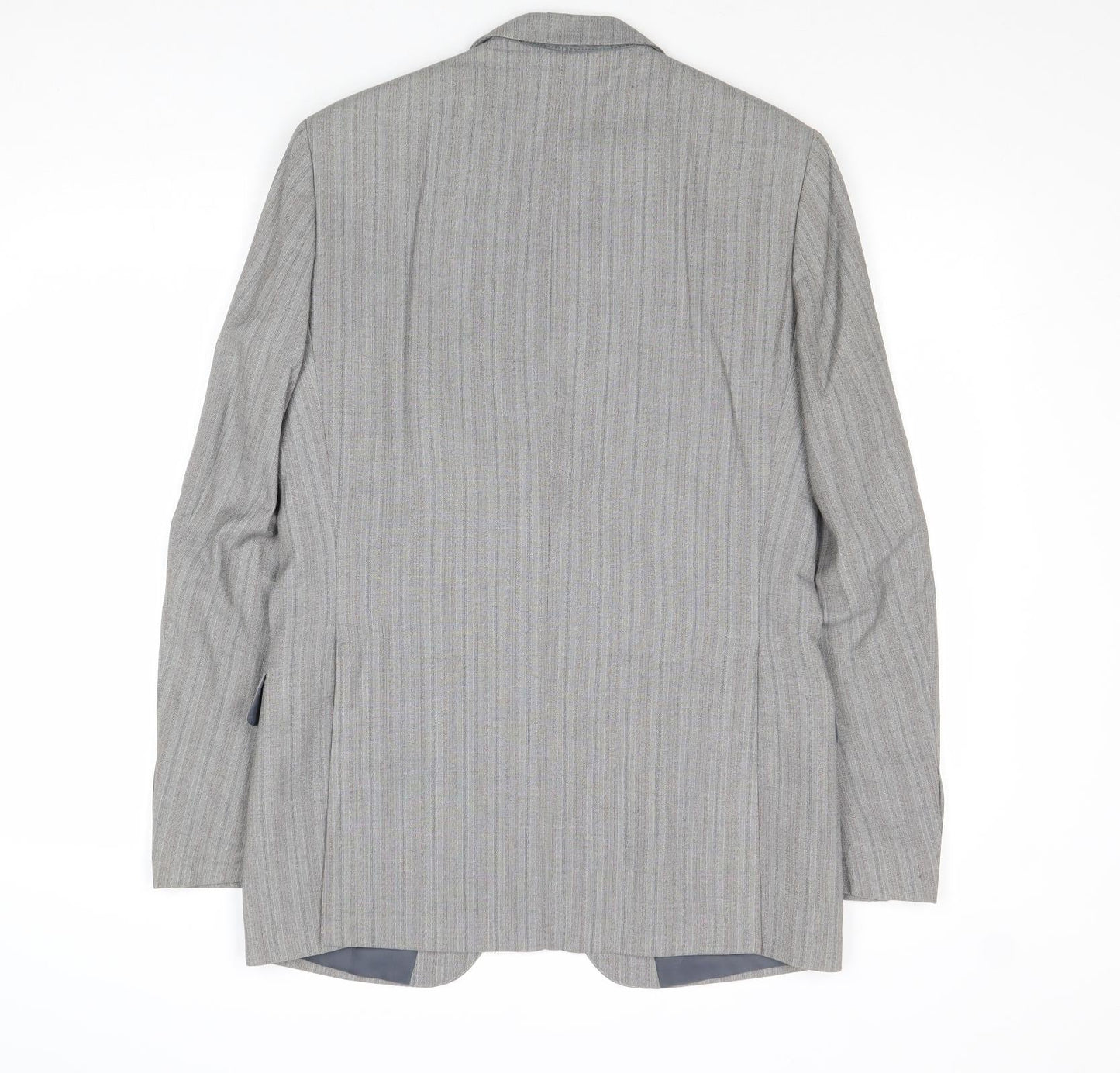 Gurtex Mens Grey Striped Polyester Jacket Suit Jacket Size 38 Regular