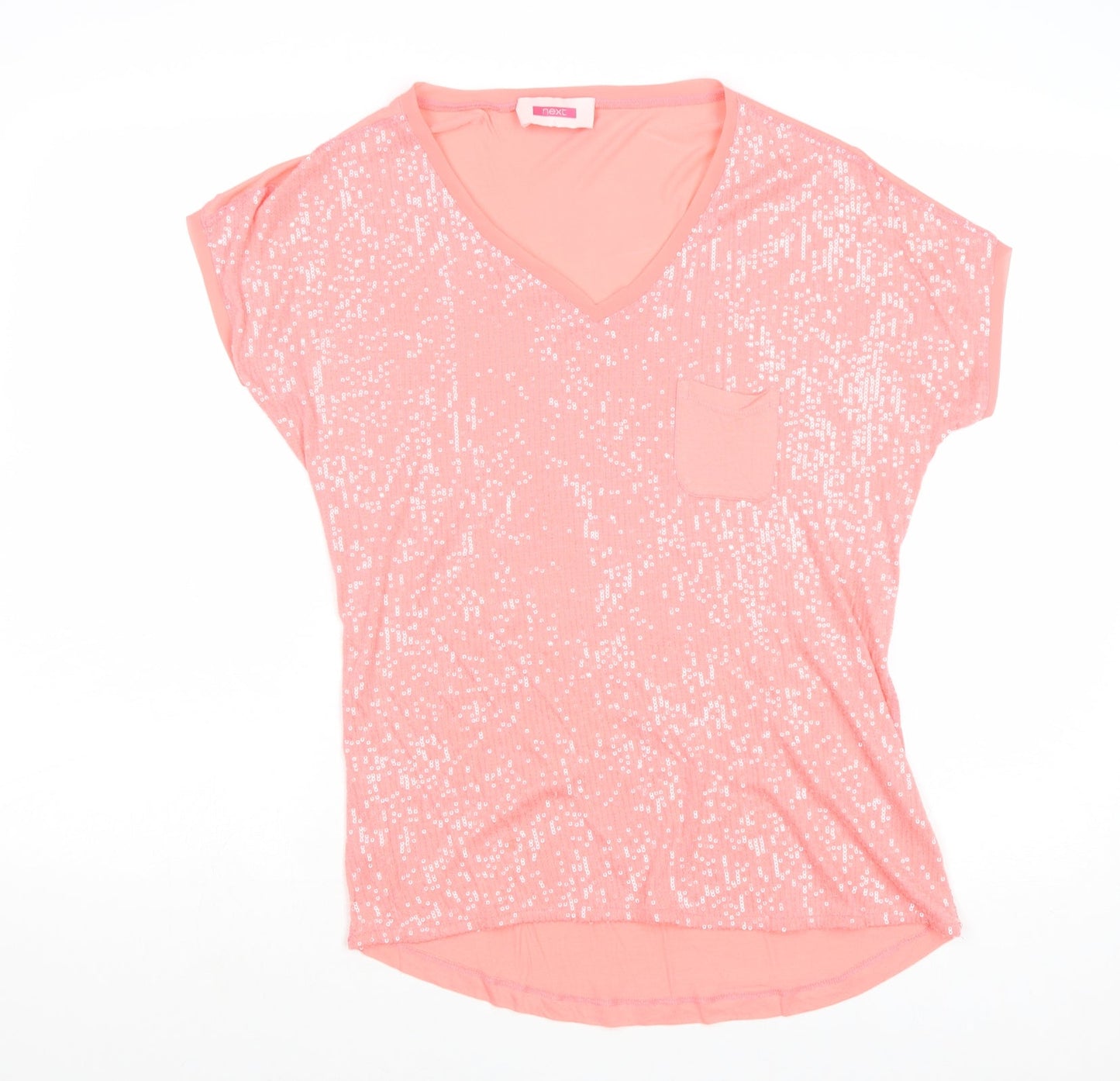 NEXT Womens Pink Viscose Basic Blouse Size 8 V-Neck