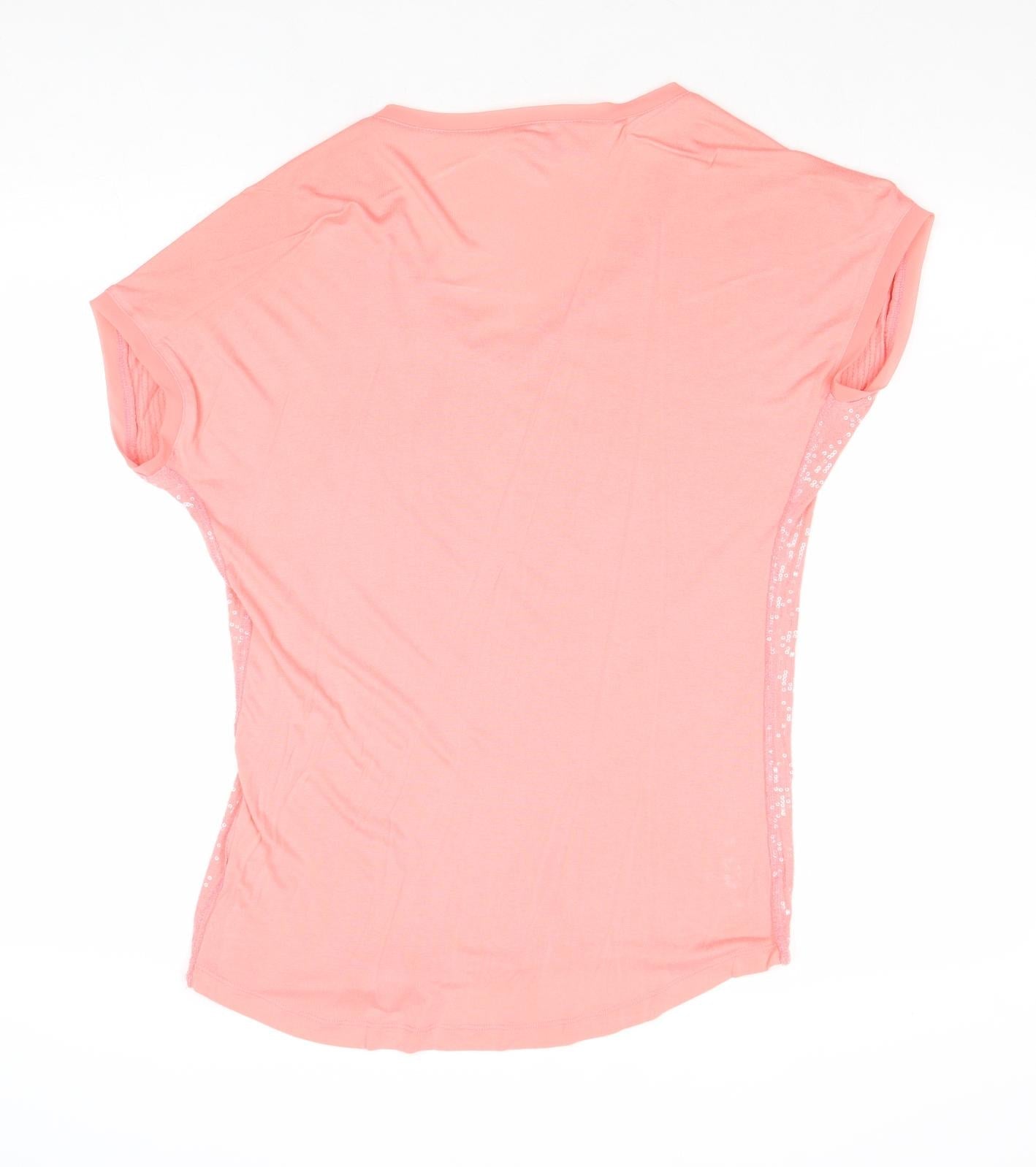 NEXT Womens Pink Viscose Basic Blouse Size 8 V-Neck