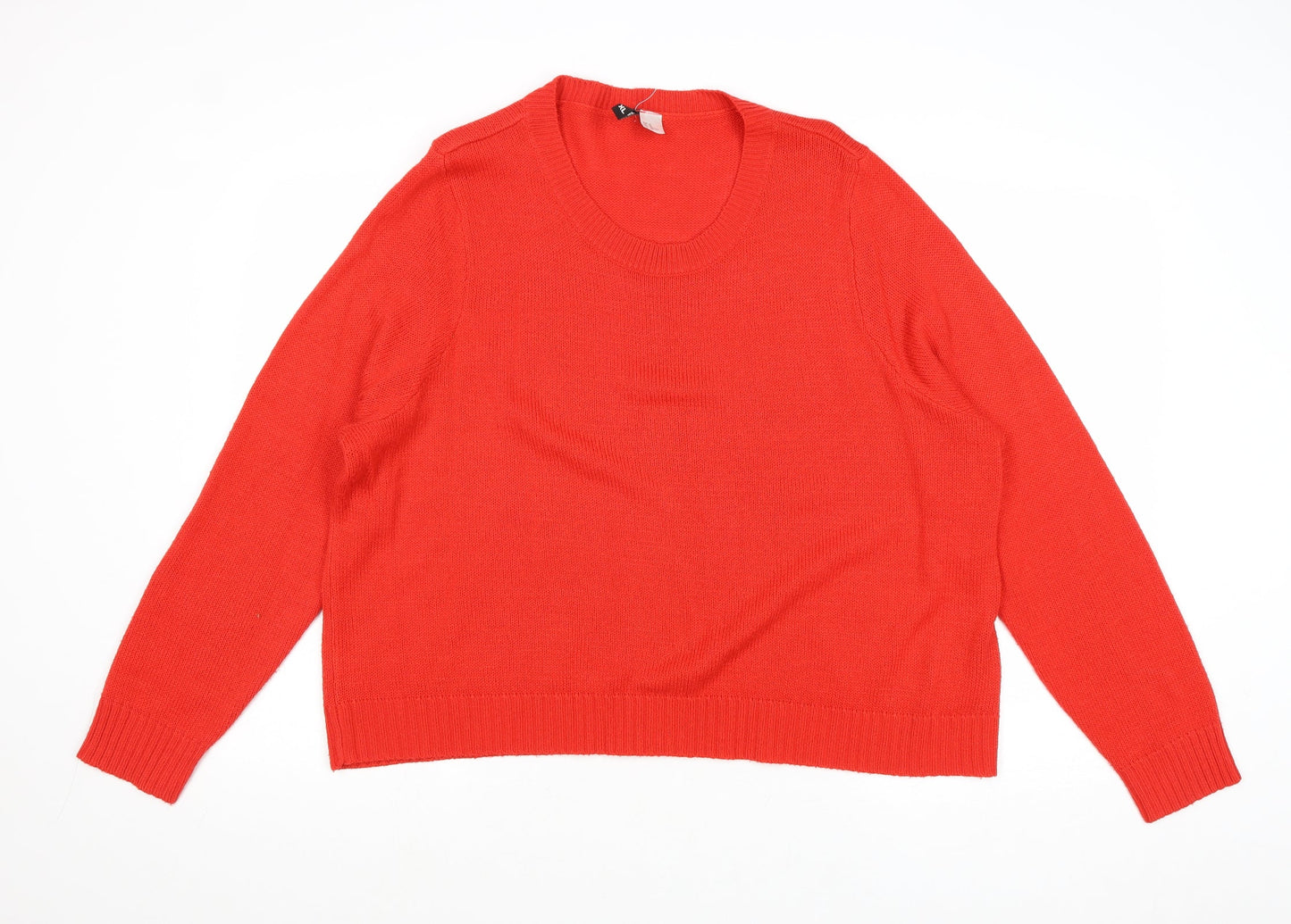 Divided by H&M Womens Red Round Neck Acrylic Pullover Jumper Size XL