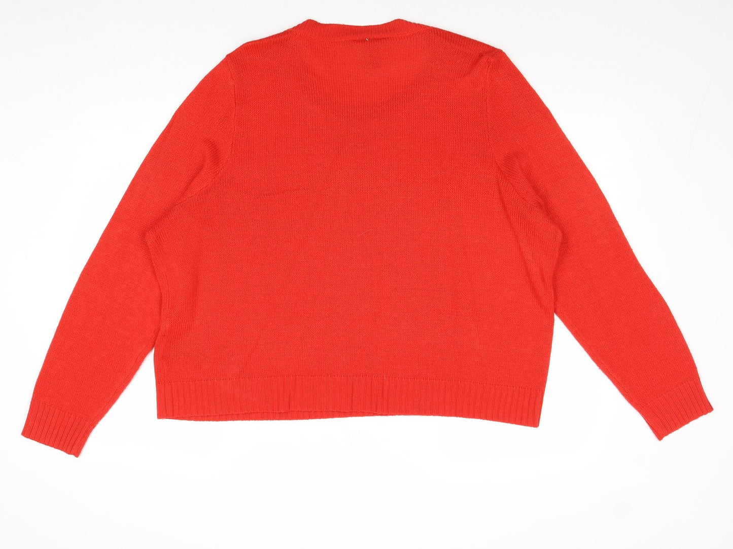 Divided by H&M Womens Red Round Neck Acrylic Pullover Jumper Size XL