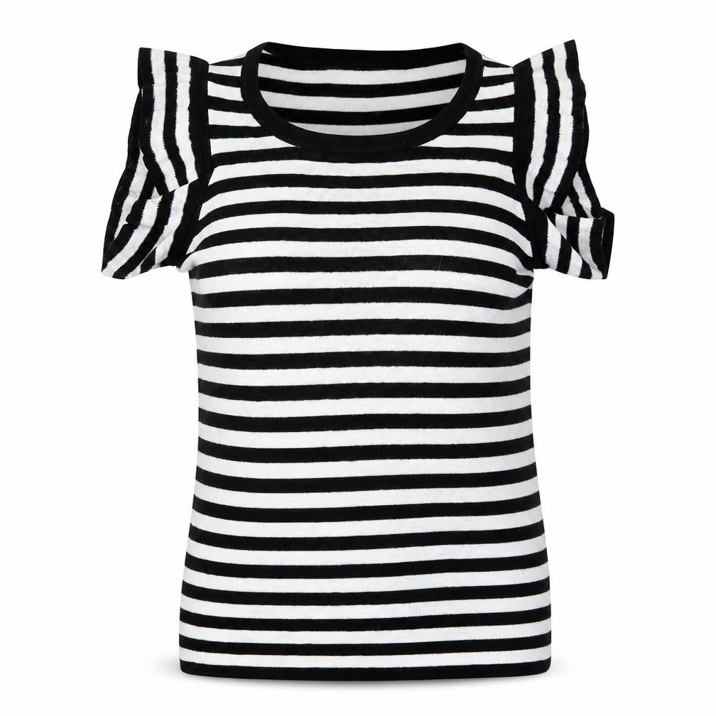 NEXT Womens Black Round Neck Striped Acrylic Pullover Jumper Size 12