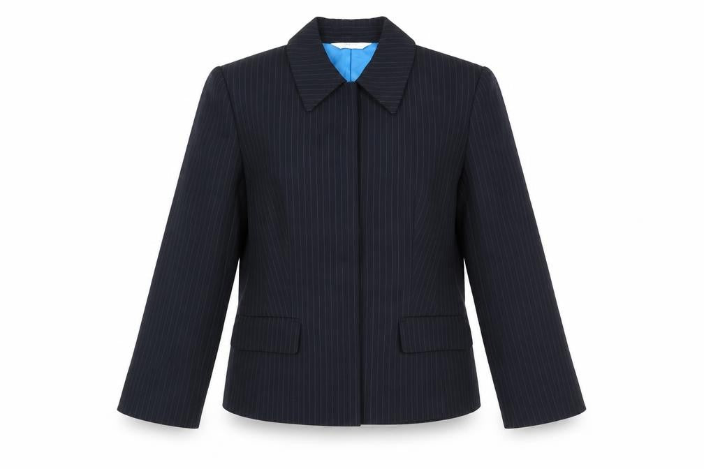 NEXT Womens Blue Striped Polyester Jacket Suit Jacket Size 10