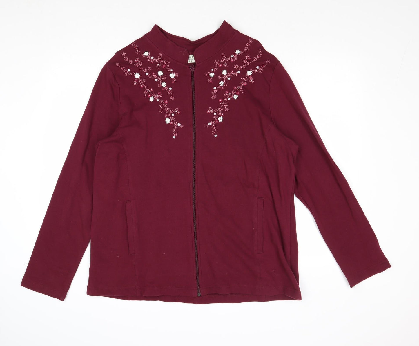 Classic Elements Womens Purple Jacket Size 16 Zip - Flower Detail