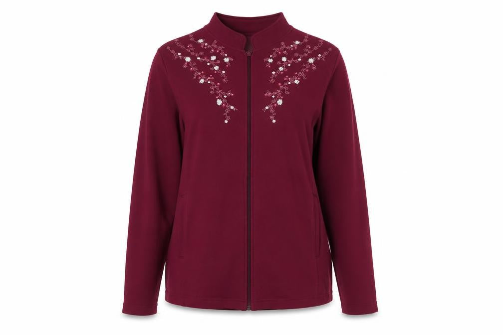 Classics Elements Womens Purple Jacket Size 16 Zip - Flower Detail