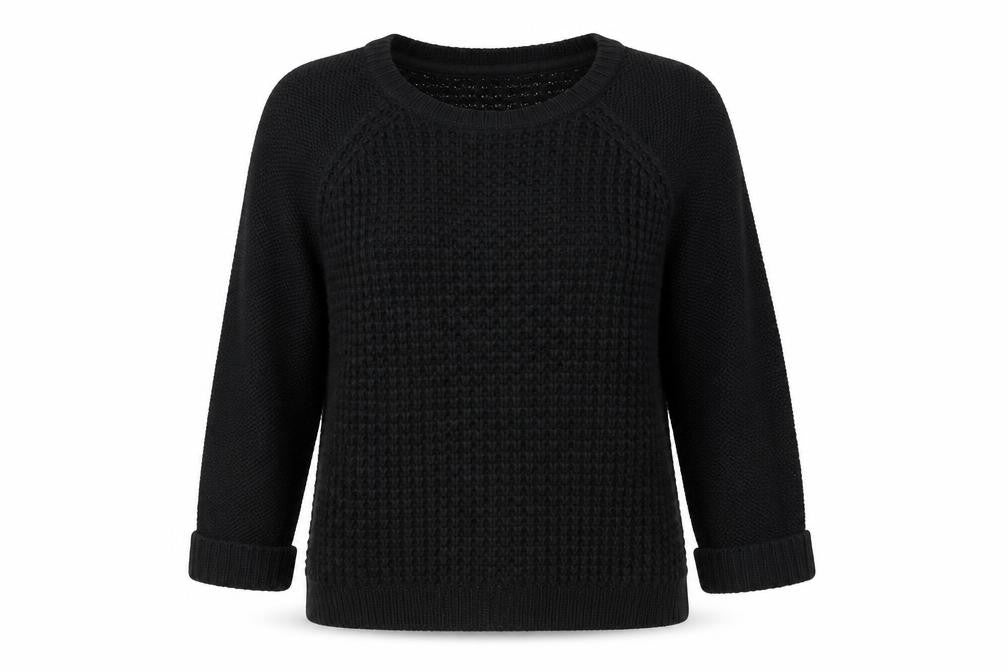 CMB Womens Black Round Neck Acrylic Pullover Jumper Size 12