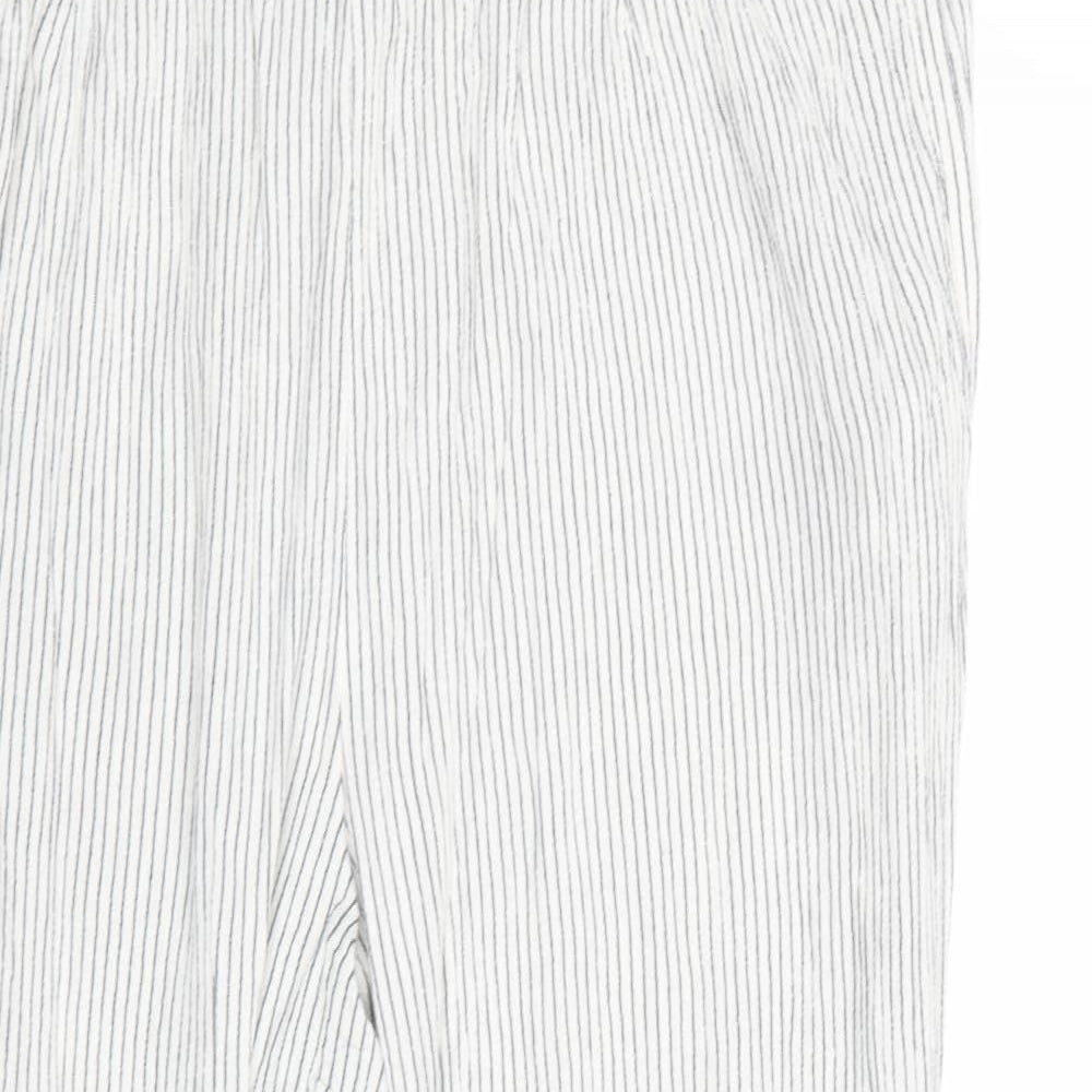 Marks and Spencer Womens Grey Striped Viscose Trousers Size 16 Regular