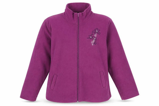 Front view of Anne De Lancay women’s purple jacket, size M, zip