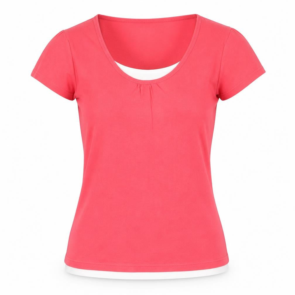 Maya Womens Pink Cotton Basic T-Shirt Size S Scoop Neck