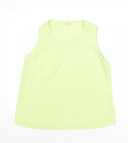 ELVI Womens Green Polyester Basic Blouse Size 16 Boat Neck