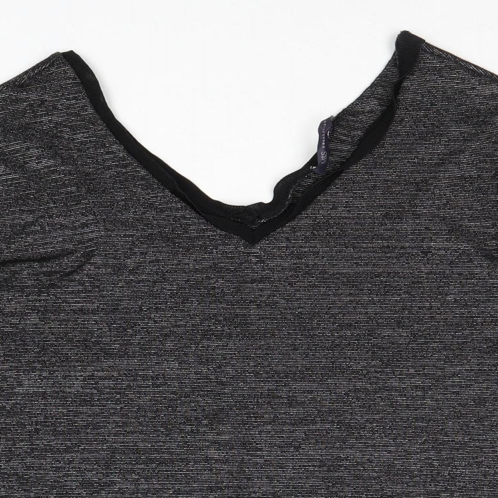 Marks and Spencer Womens Grey Polyester Basic Blouse Size 10 V-Neck