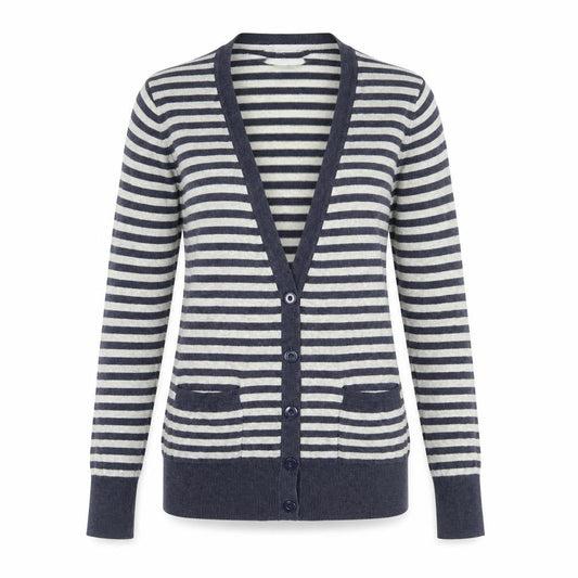New Look Womens Multicoloured V-Neck Striped Cotton Cardigan Jumper Size 10