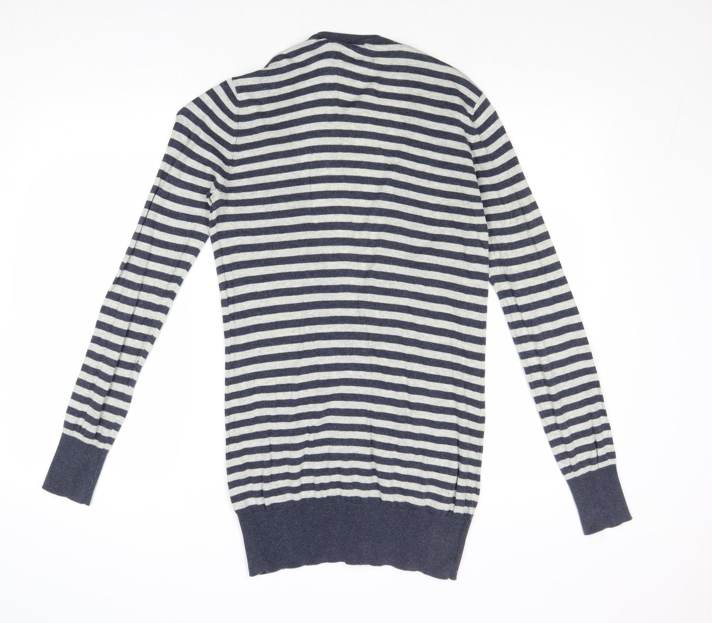 New Look Womens Multicoloured V-Neck Striped Cotton Cardigan Jumper Size 10