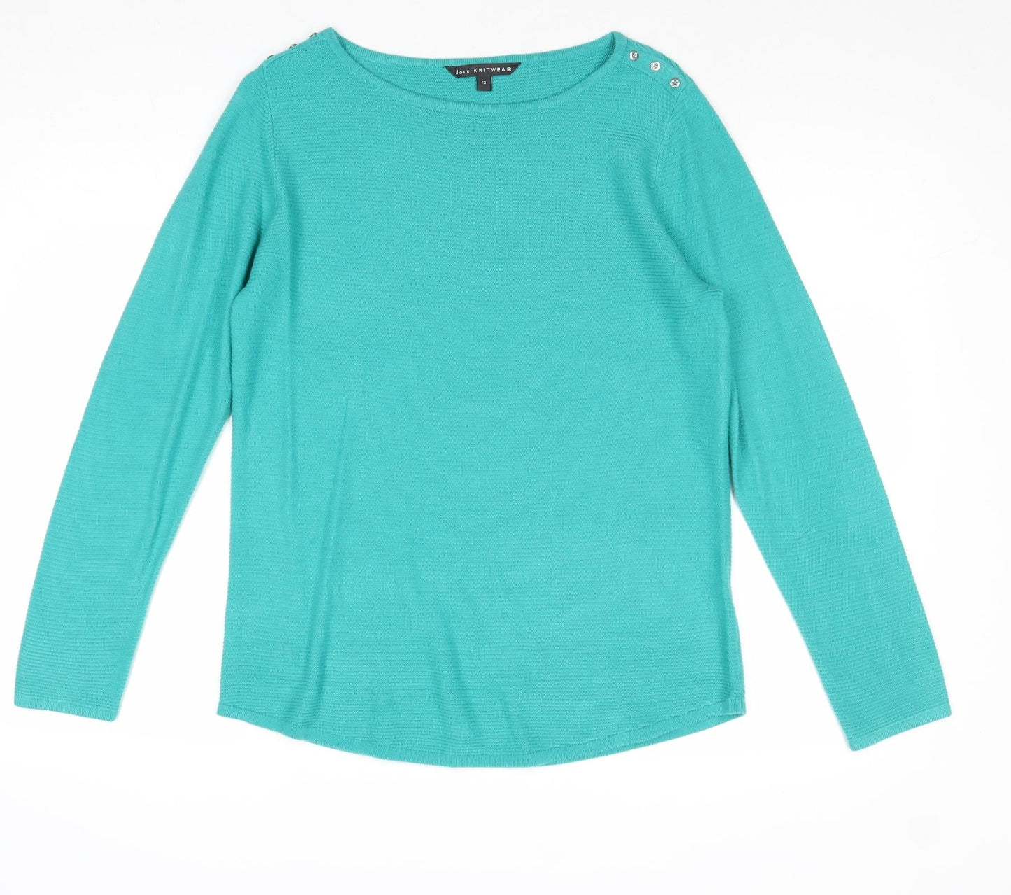 Bonmarché Womens Green Round Neck Acrylic Pullover Jumper Size 12