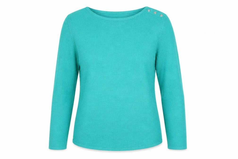 Bonmarché Womens Green Round Neck Acrylic Pullover Jumper Size 12