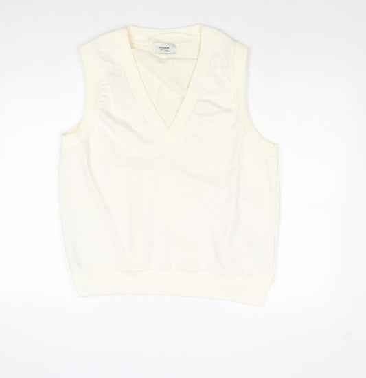 Pull&Bear Womens Ivory Cotton Pullover Sweatshirt Size M Pullover