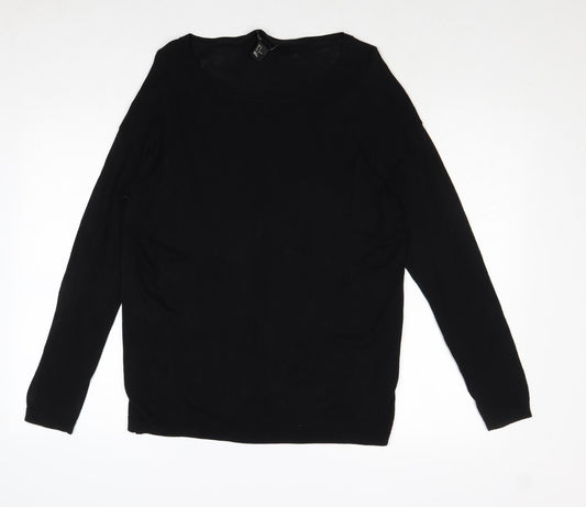 H&M Womens Black Round Neck Viscose Pullover Jumper Size M