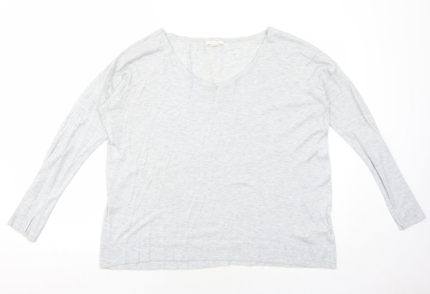 H&M Womens Grey Round Neck Viscose Pullover Jumper Size M