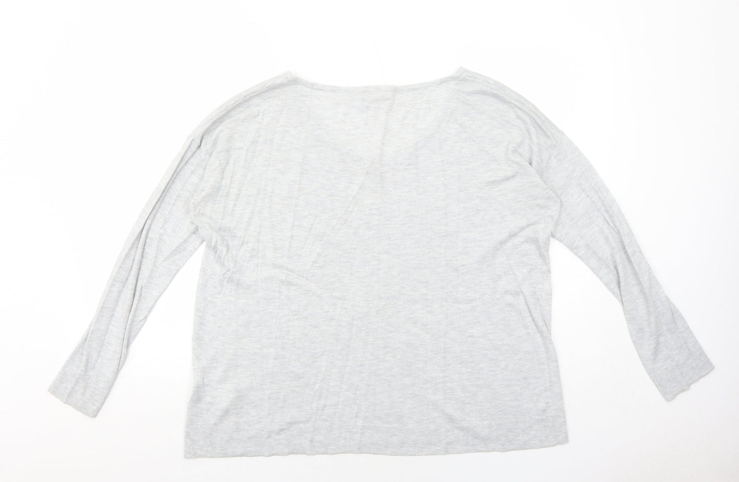 H&M Womens Grey Round Neck Viscose Pullover Jumper Size M