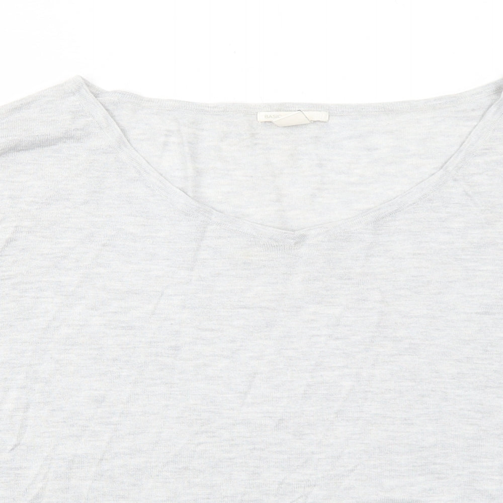 H&M Womens Grey Round Neck Viscose Pullover Jumper Size M