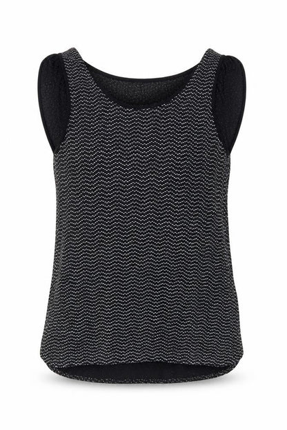 Oasis Womens Black Geometric Polyamide Basic Tank Size M Round Neck