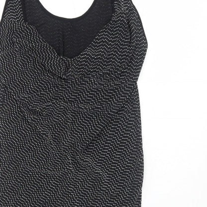 Oasis Womens Black Geometric Polyamide Basic Tank Size M Round Neck