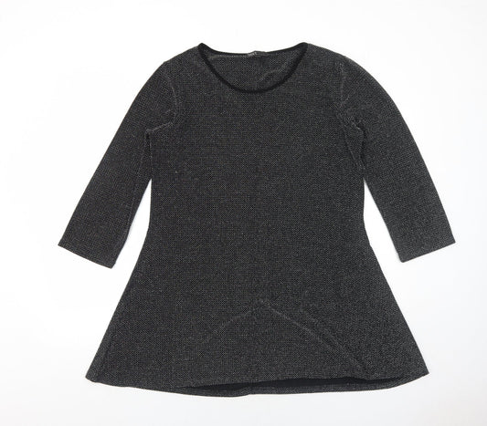 Text Womens Grey Polyester A-Line Size 14 Boat Neck Pullover