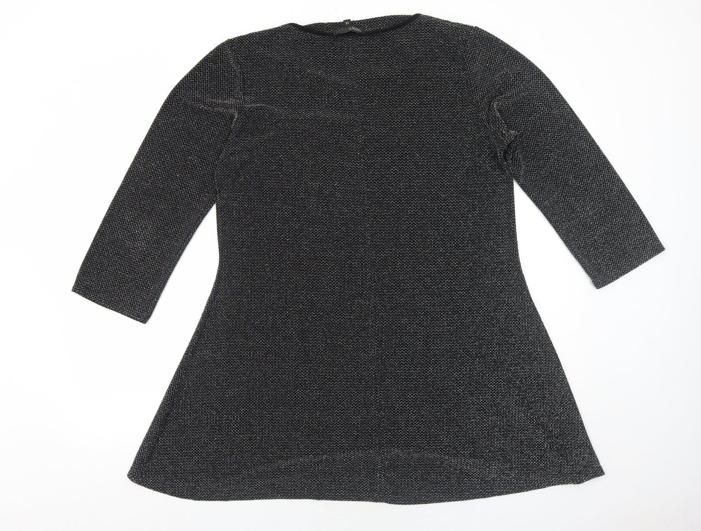 Text Womens Grey Polyester A-Line Size 14 Boat Neck Pullover