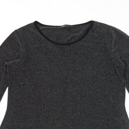 Text Womens Grey Polyester A-Line Size 14 Boat Neck Pullover