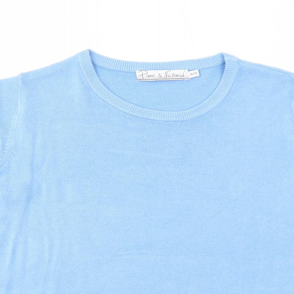 Pure & Natural Womens Blue Round Neck Acrylic Pullover Jumper Size 14 - Size 14-16