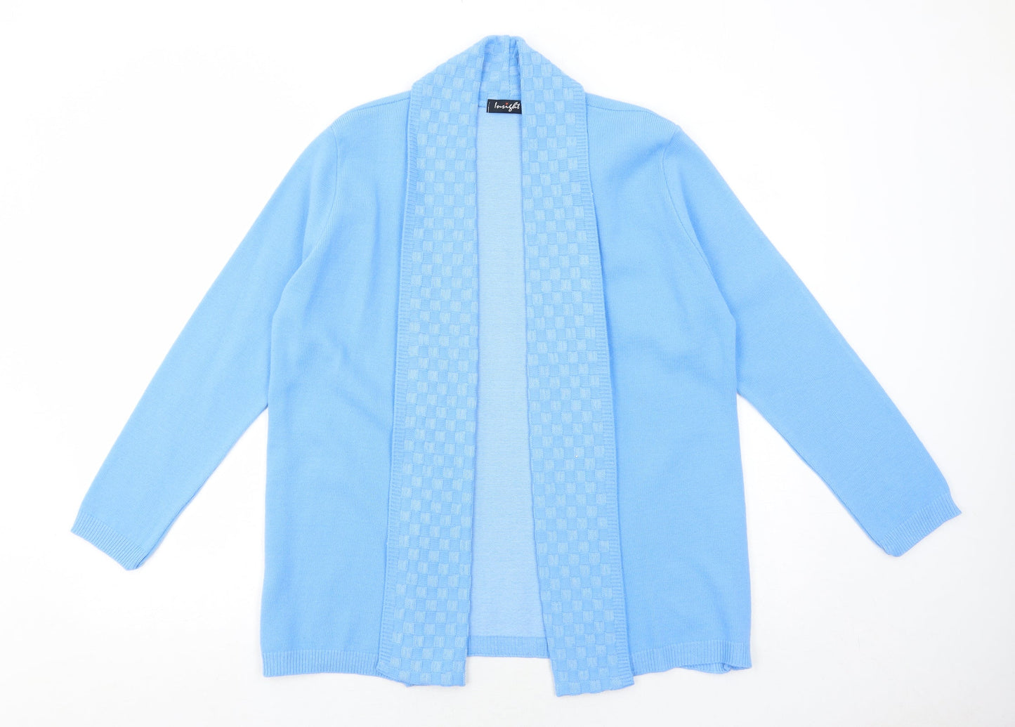 Insight Womens Blue V-Neck Geometric Acrylic Cardigan Jumper Size M - Size M-L