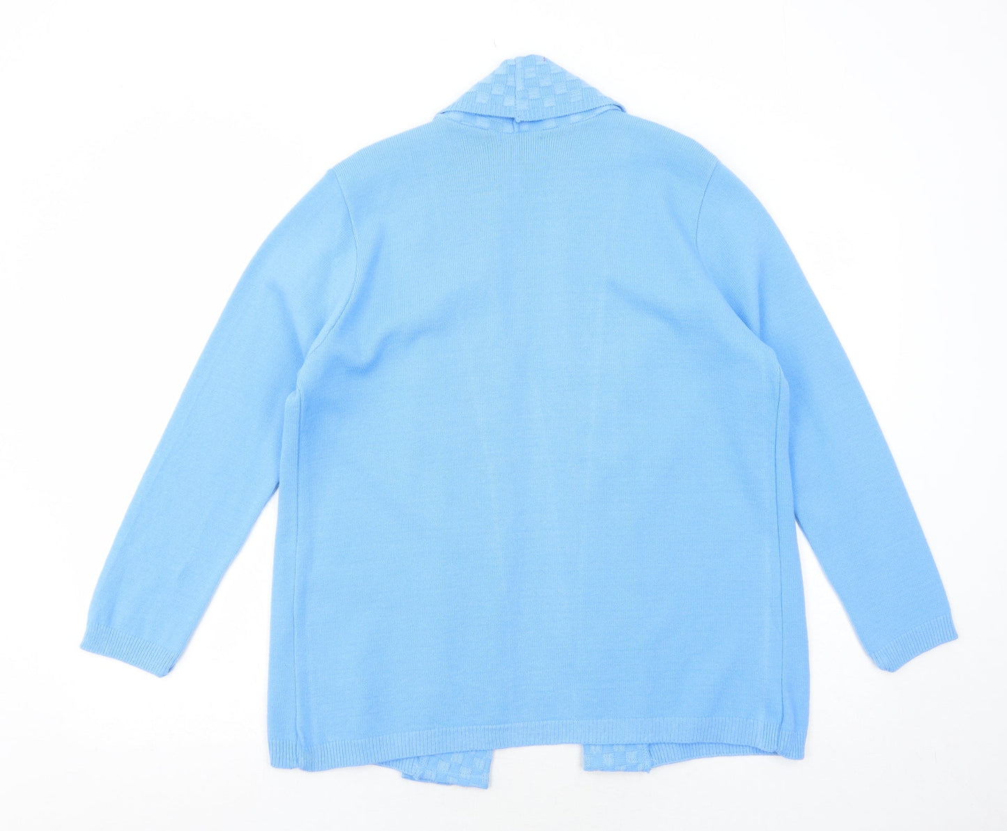 Insight Womens Blue V-Neck Geometric Acrylic Cardigan Jumper Size M - Size M-L