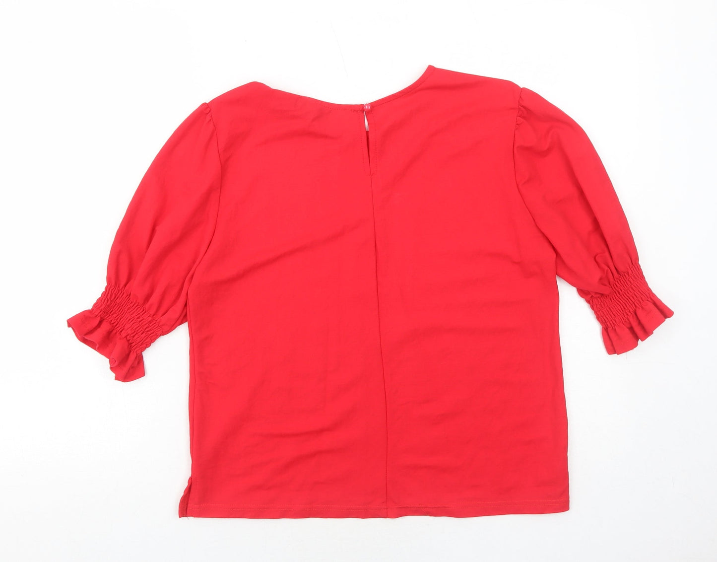 Warehouse Womens Red Viscose Basic Blouse Size 12 Round Neck
