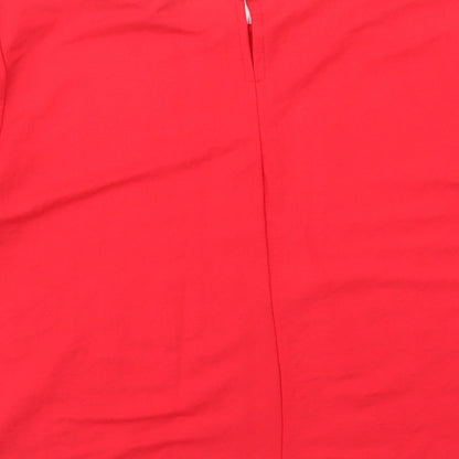 Warehouse Womens Red Viscose Basic Blouse Size 12 Round Neck