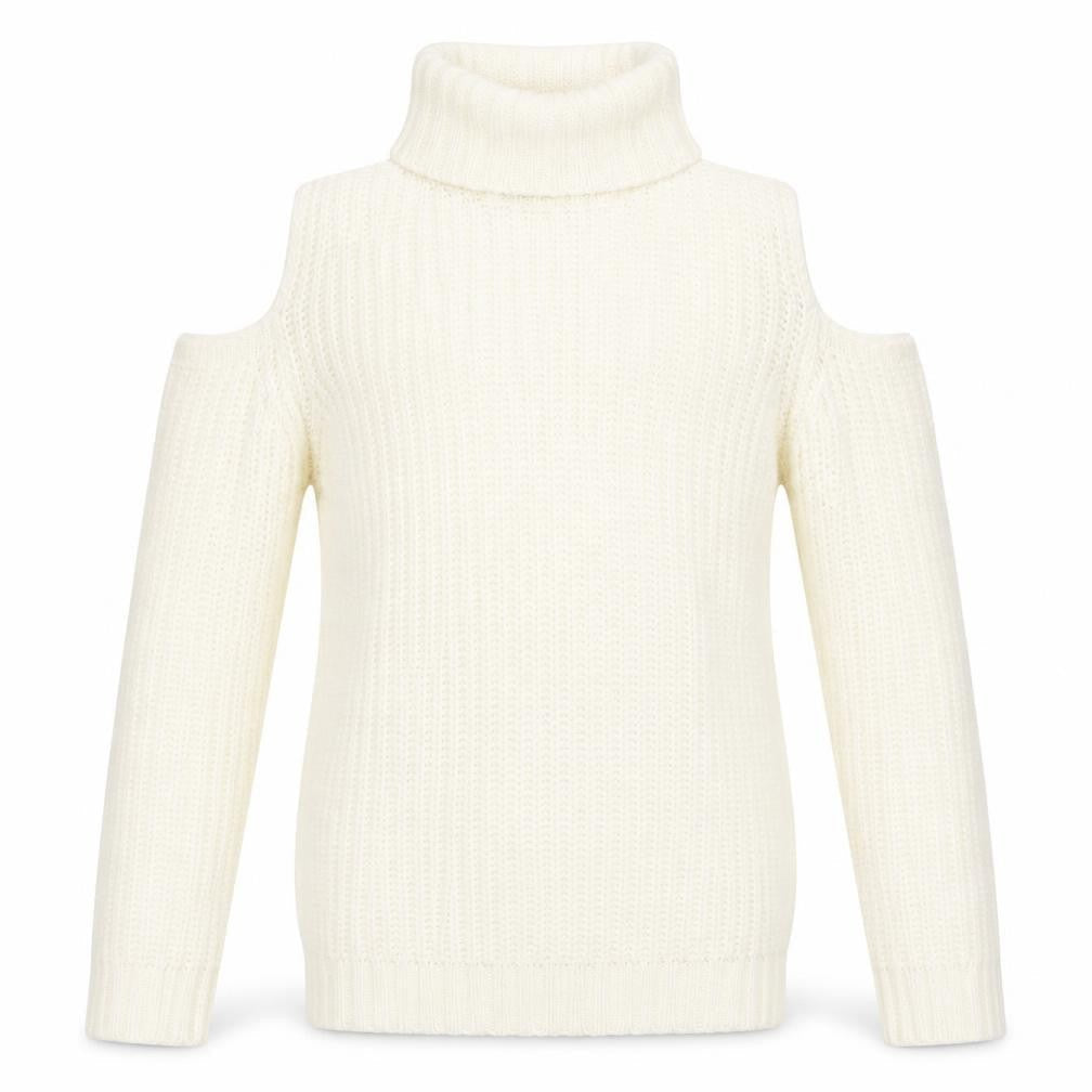 New Look Girls Ivory Round Neck Acrylic Pullover Jumper Size 9 Years Pullover - Cold Shoulder