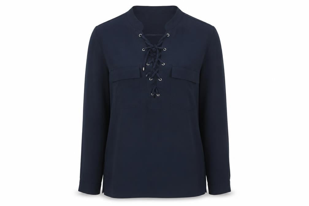 H&M Womens Blue Polyester Basic Blouse Size 4 Round Neck